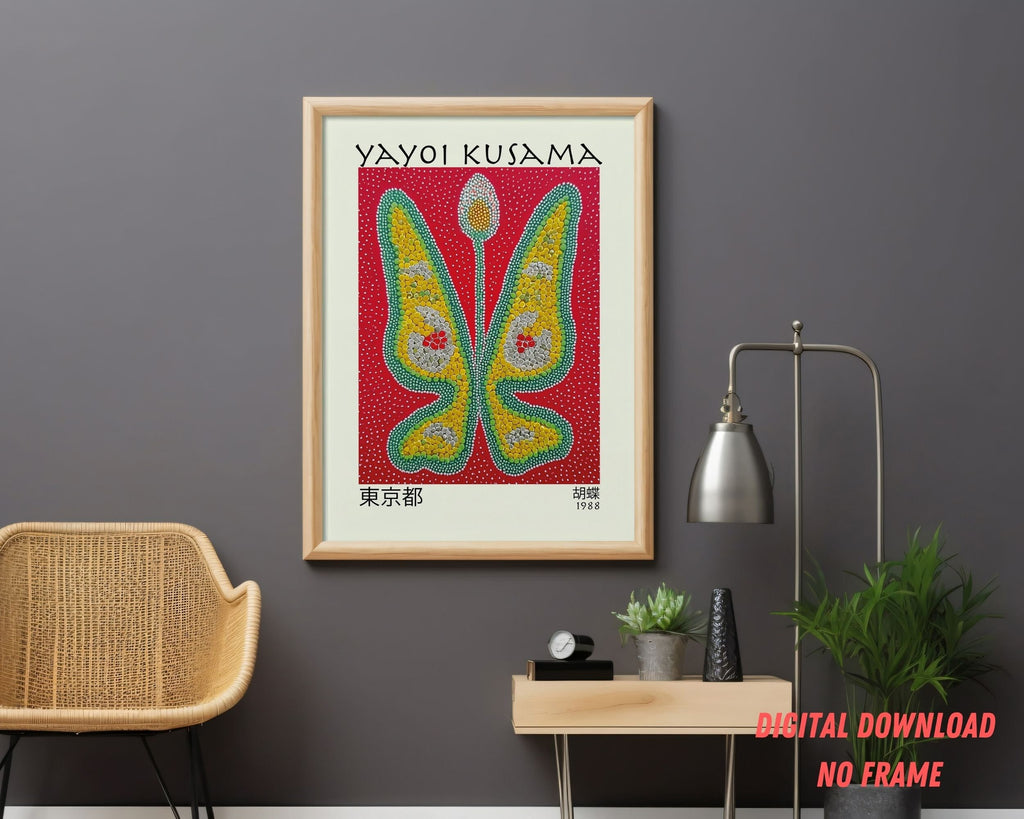 Butterfly Poster — Japanese-Inspired Polka Dot Modern Wall Art (Digital Download)