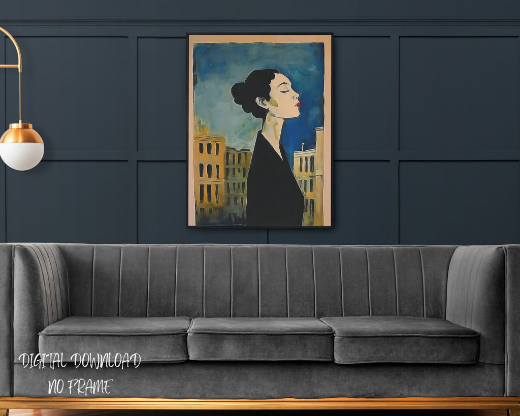 Vintage Woman Portrait Art Print: Antique Oil Painting Replica (Digital Download)