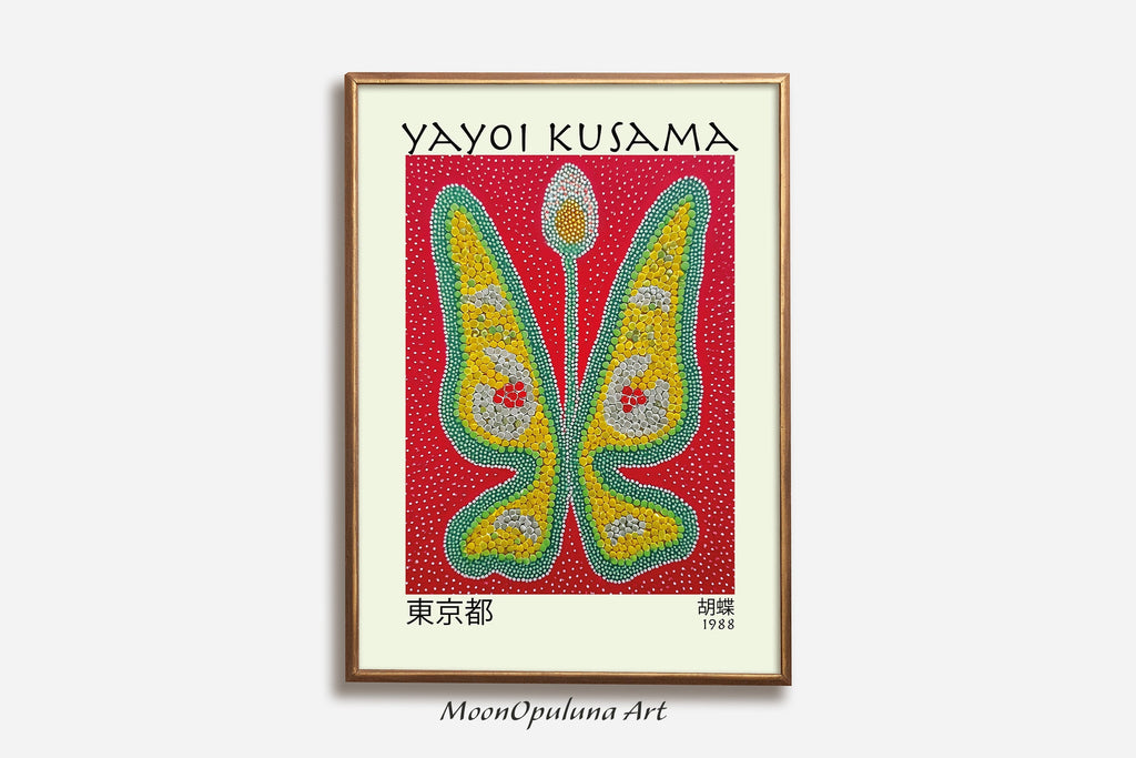 Butterfly Poster — Japanese-Inspired Polka Dot Modern Wall Art (Digital Download)
