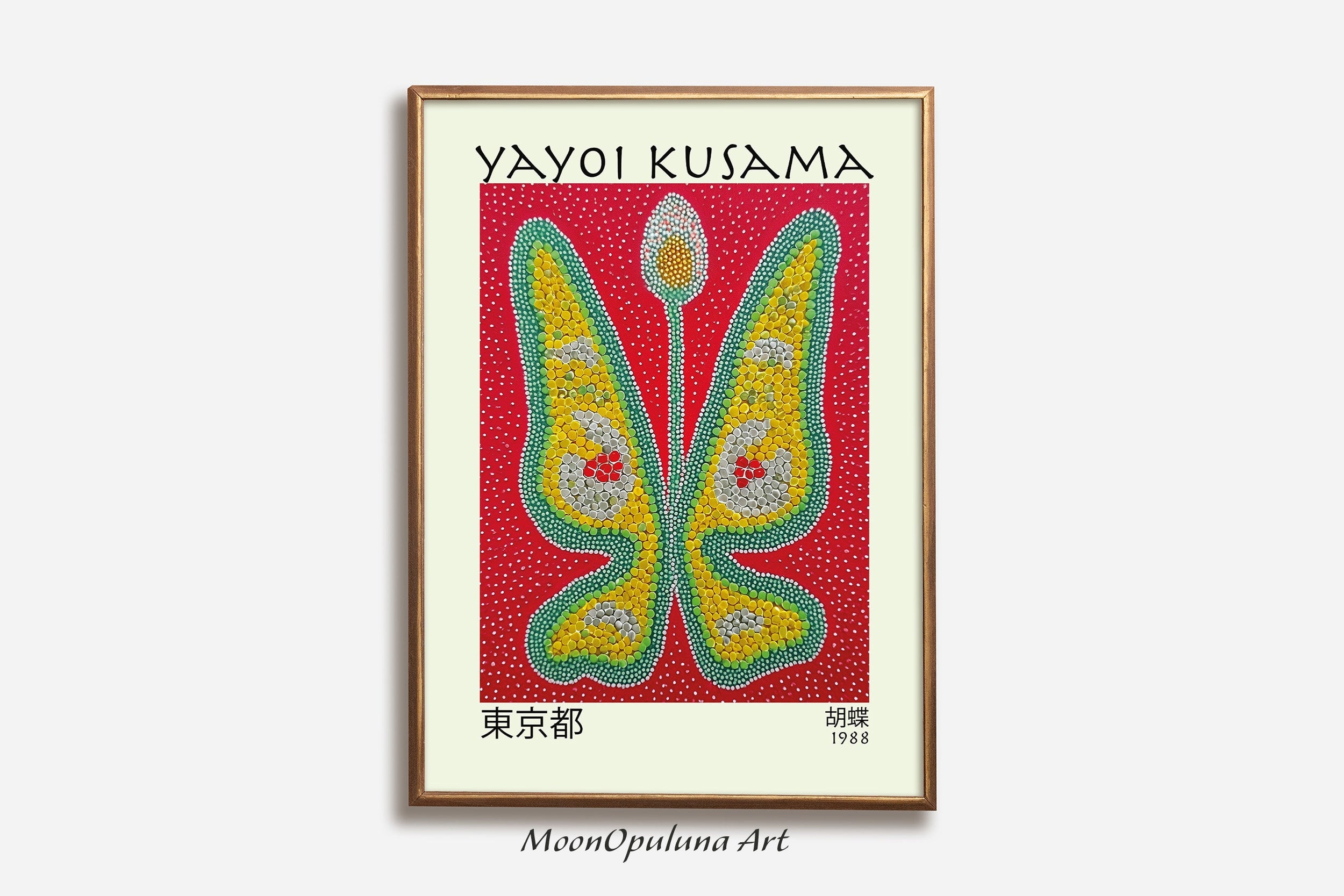 Butterfly Poster — Japanese-Inspired Polka Dot Modern Wall Art (Digital Download)