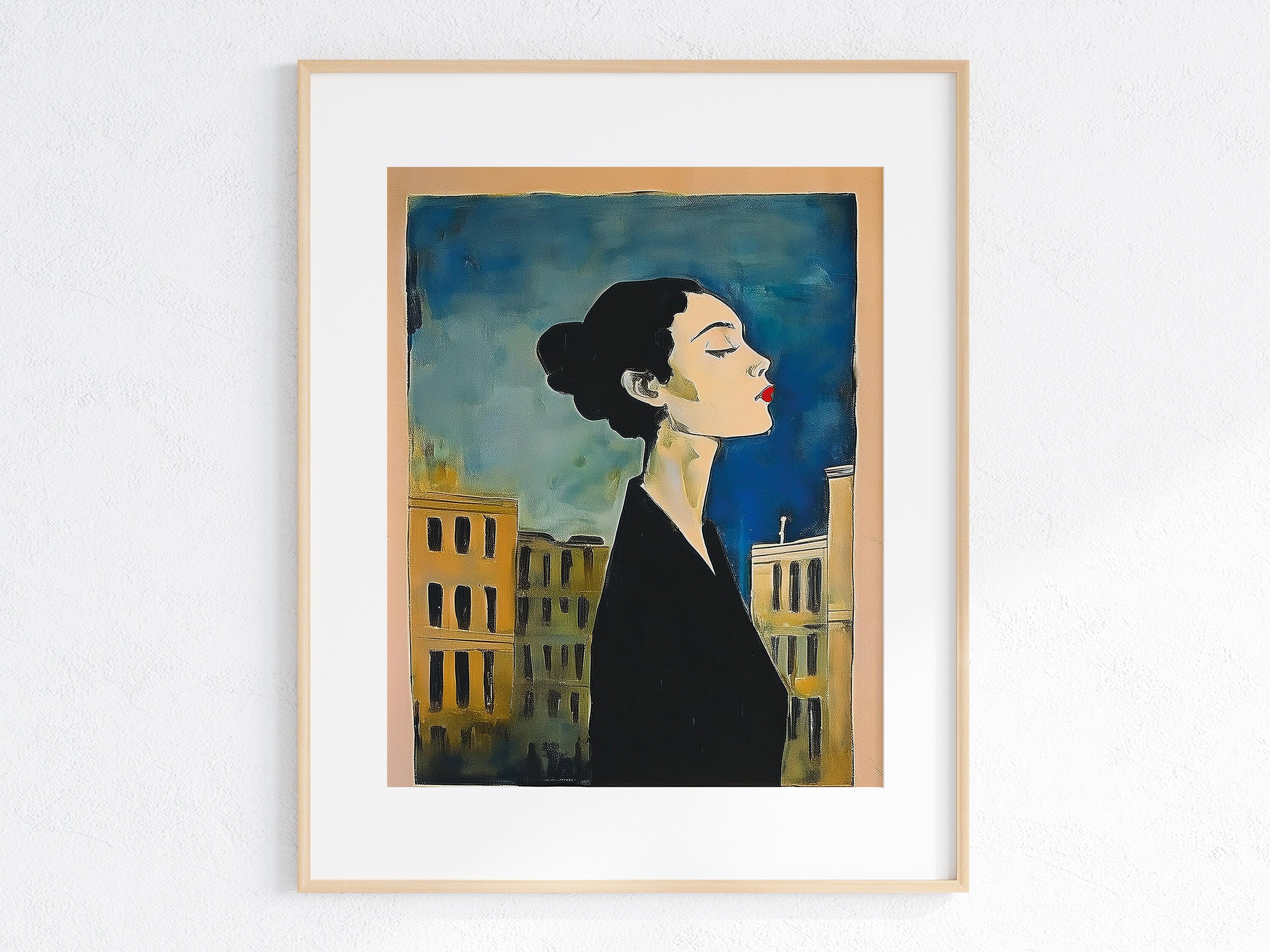 Vintage Woman Portrait Art Print: Antique Oil Painting Replica (Digital Download)
