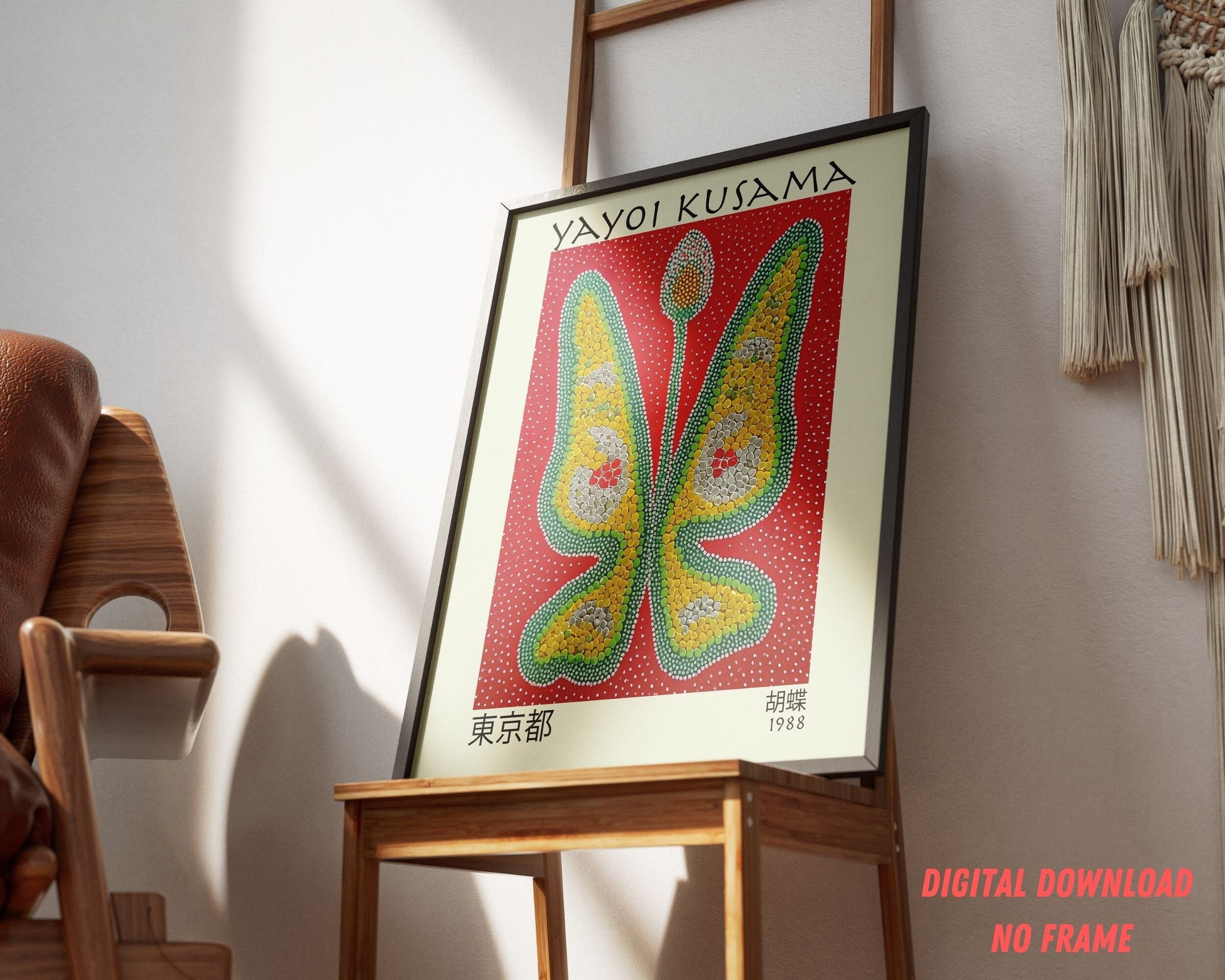 Butterfly Poster — Japanese-Inspired Polka Dot Modern Wall Art (Digital Download)