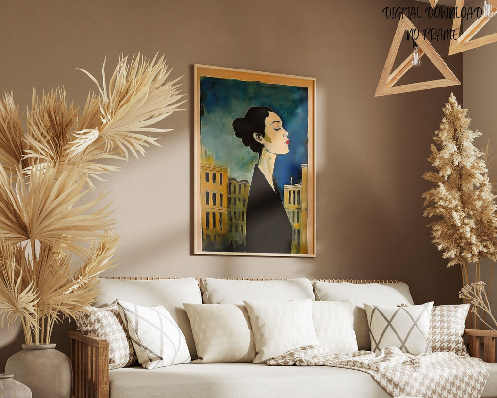 Vintage Woman Portrait Art Print: Antique Oil Painting Replica (Digital Download)