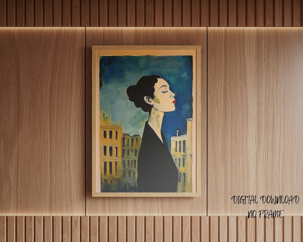 Vintage Woman Portrait Art Print: Antique Oil Painting Replica (Digital Download)