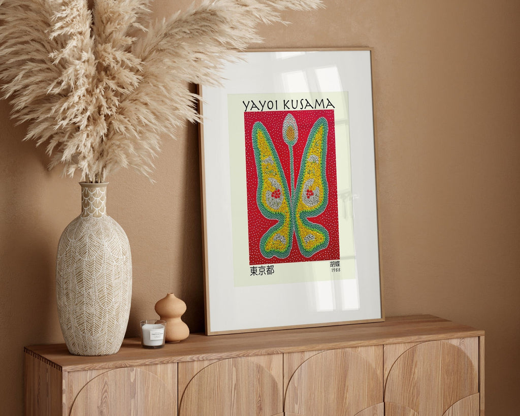 Butterfly Poster — Japanese-Inspired Polka Dot Modern Wall Art (Digital Download)