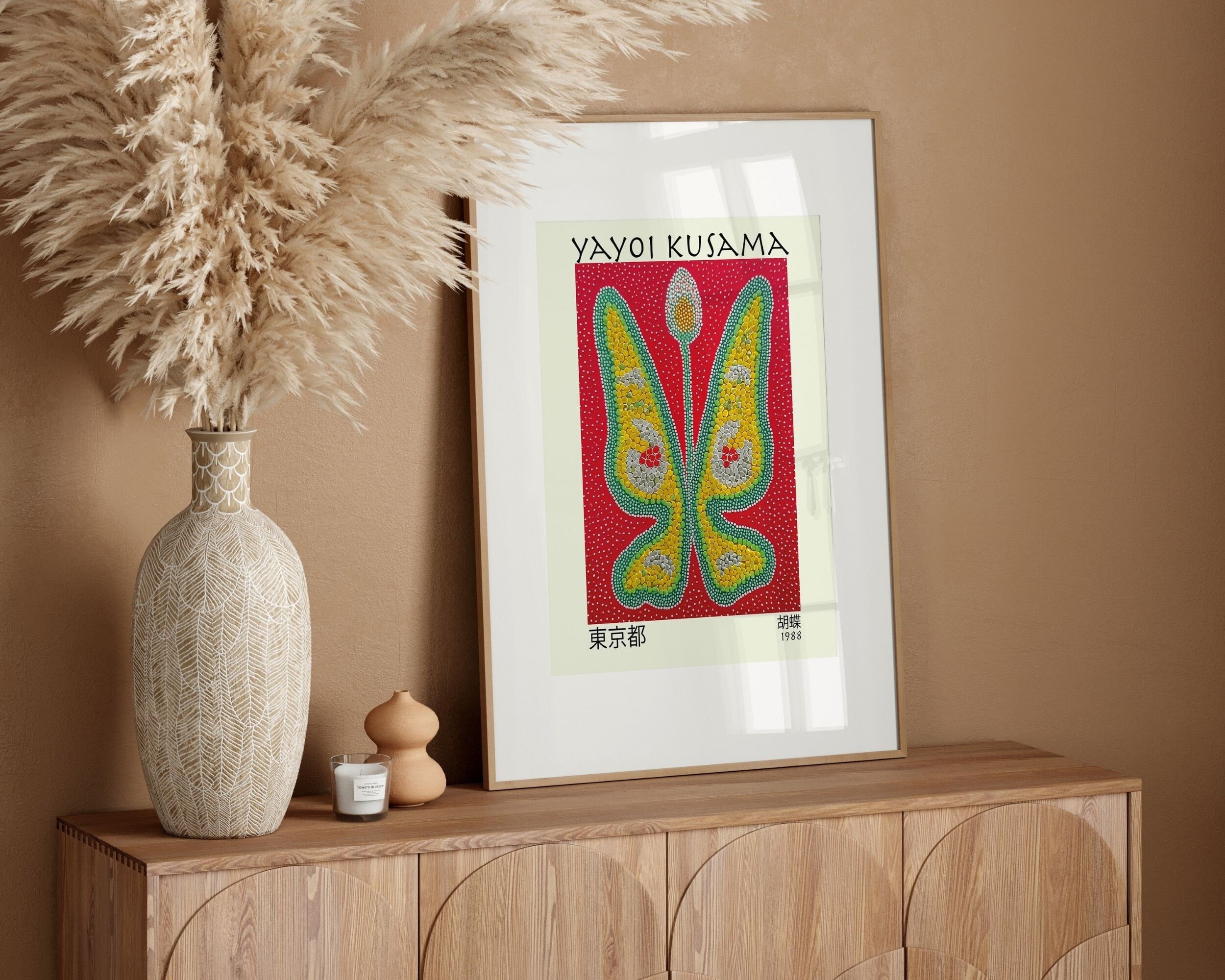 Butterfly Poster — Japanese-Inspired Polka Dot Modern Wall Art (Digital Download)