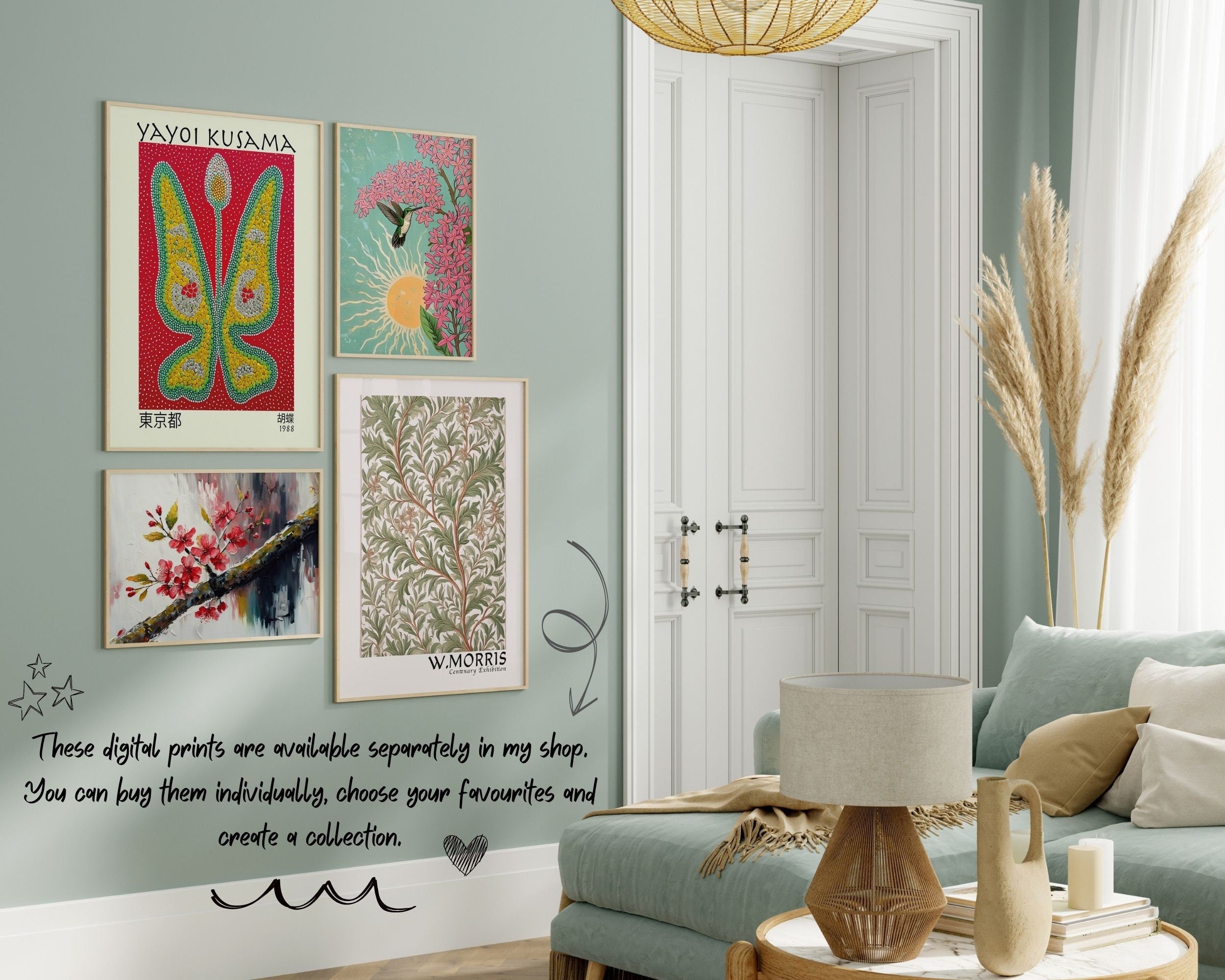 Butterfly Poster — Japanese-Inspired Polka Dot Modern Wall Art (Digital Download)