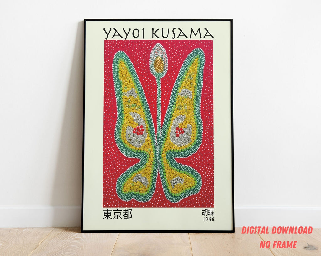 Butterfly Poster — Japanese-Inspired Polka Dot Modern Wall Art (Digital Download)