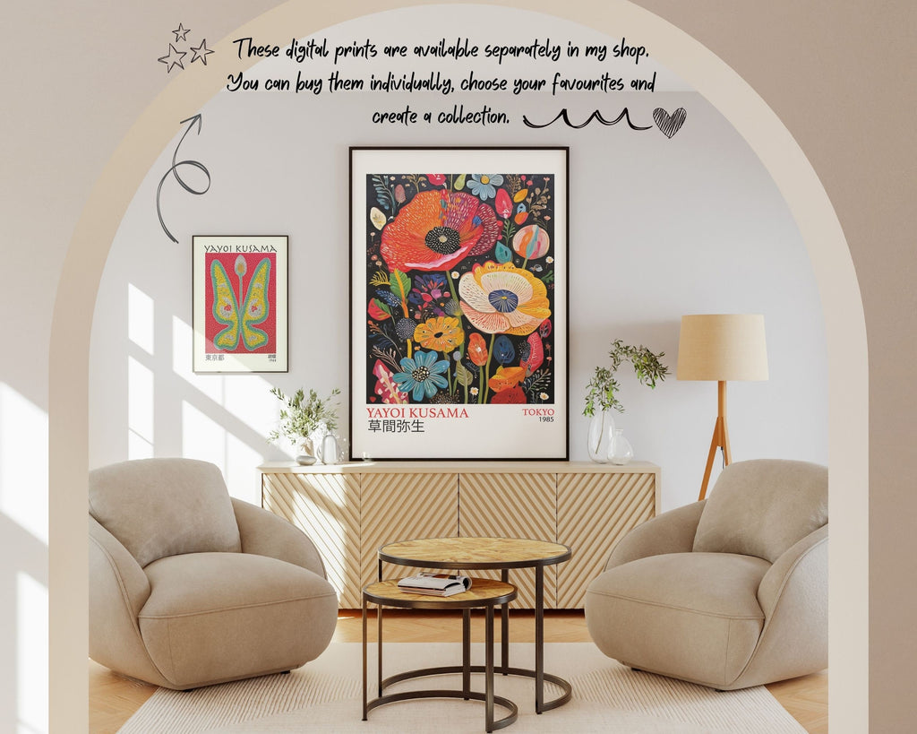 Kusama Floral Art Print: Japanese Artist Inspiration (Instant Download)