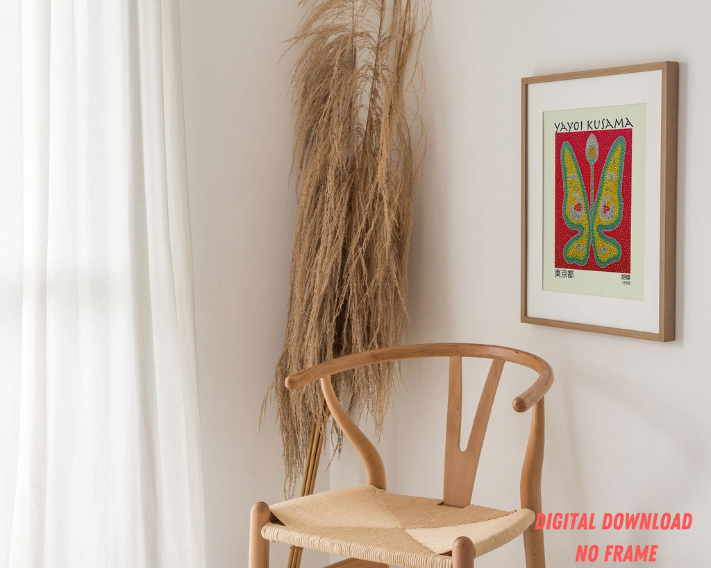 Butterfly Poster — Japanese-Inspired Polka Dot Modern Wall Art (Digital Download)