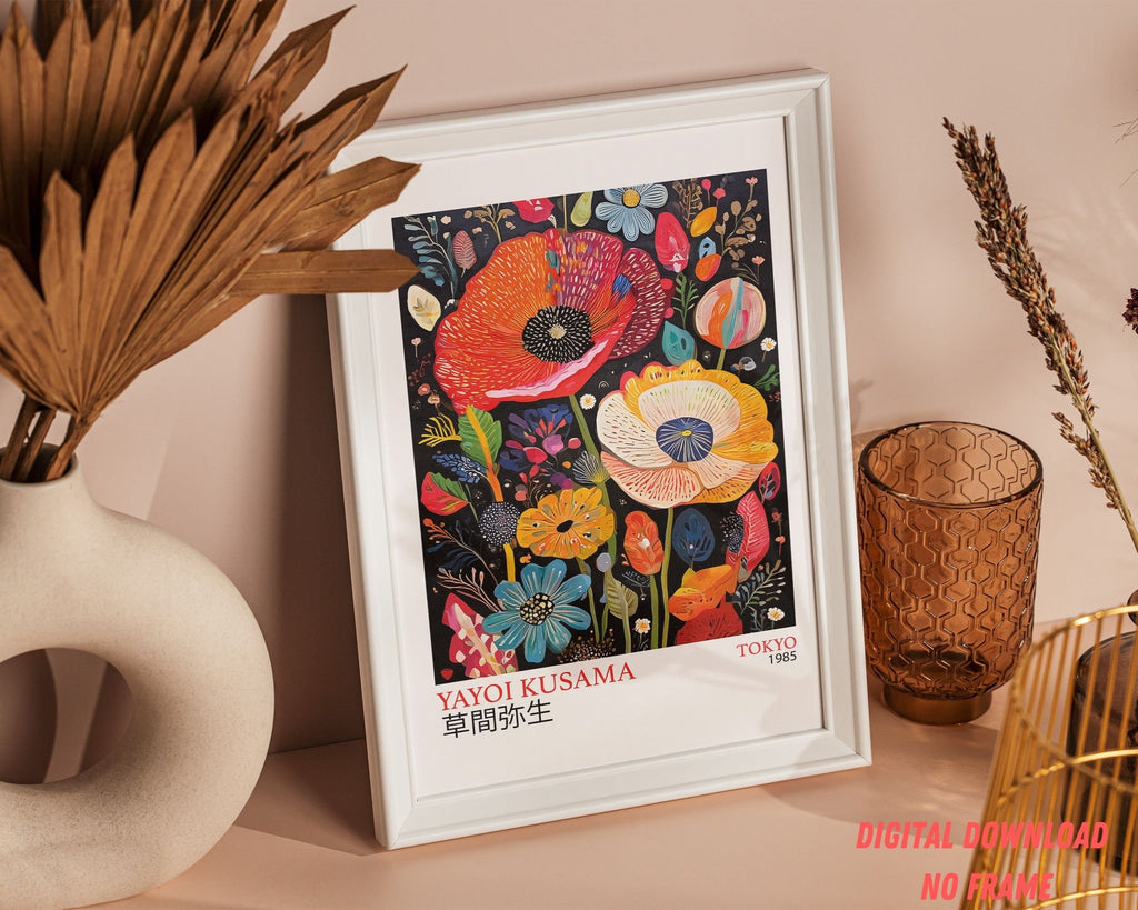 Kusama Floral Art Print: Japanese Artist Inspiration (Instant Download)