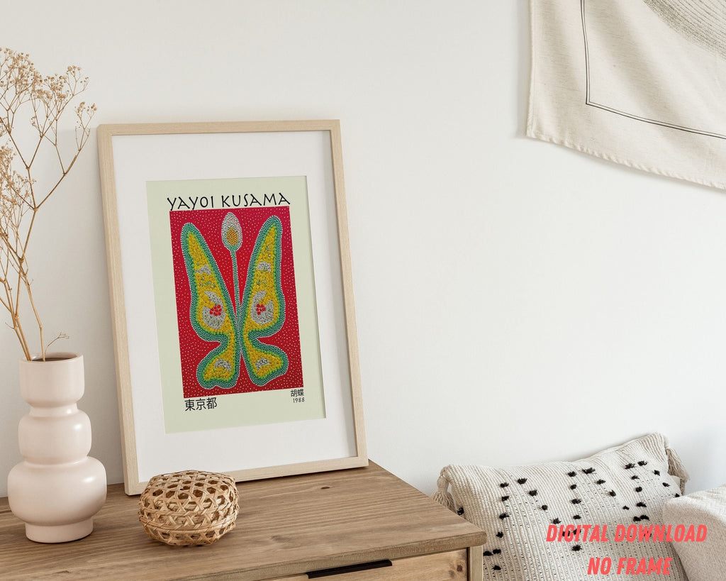 Butterfly Poster — Japanese-Inspired Polka Dot Modern Wall Art (Digital Download)